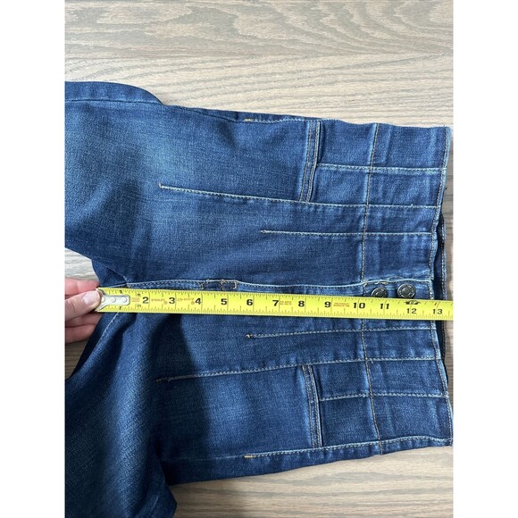 We The Free Size 26 High Rise Flare Leg Dark Blue Denim Jeans Two Button Zipper - Picture 7 of 10